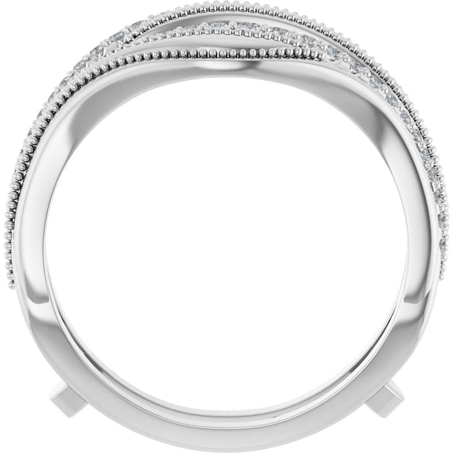 Platinum Round Natural Diamond Ring Guard IV - view 2