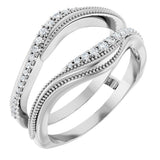 14K Gold Round Natural Diamond Ring Guard IV - White Gold