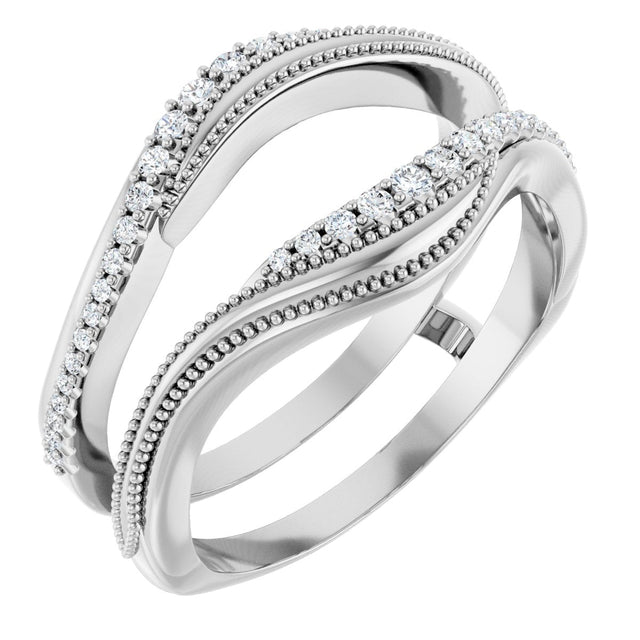 14K Gold Round Natural Diamond Ring Guard IV - White Gold