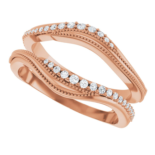 14K Gold Round Natural Diamond Ring Guard IV - Rose Gold - view 5