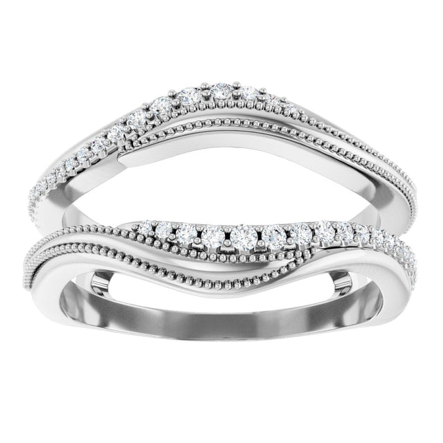 Platinum Round Natural Diamond Ring Guard IV - view 3