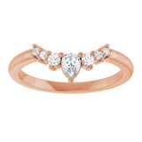 14K Gold Pear Natural Diamond Accented Contour Band – 4x3mm - Rose Gold - view 5