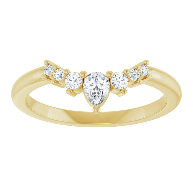14K Gold Pear Natural Diamond Accented Contour Band – 4x3mm - Yellow Gold - view 5