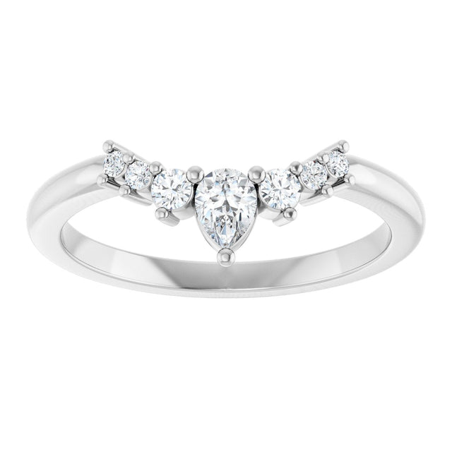 14K Gold Pear Natural Diamond Accented Contour Band – 4x3mm - White Gold - view 5