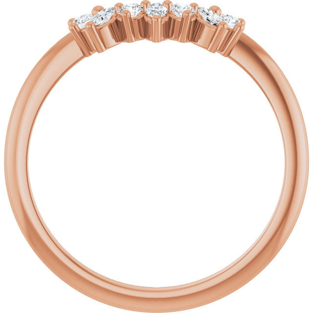 14K Gold Natural Diamond Contour Band III - Rose Gold - view 2