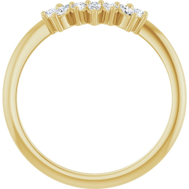 14K Gold Natural Diamond Contour Band III - Yellow Gold - view 2