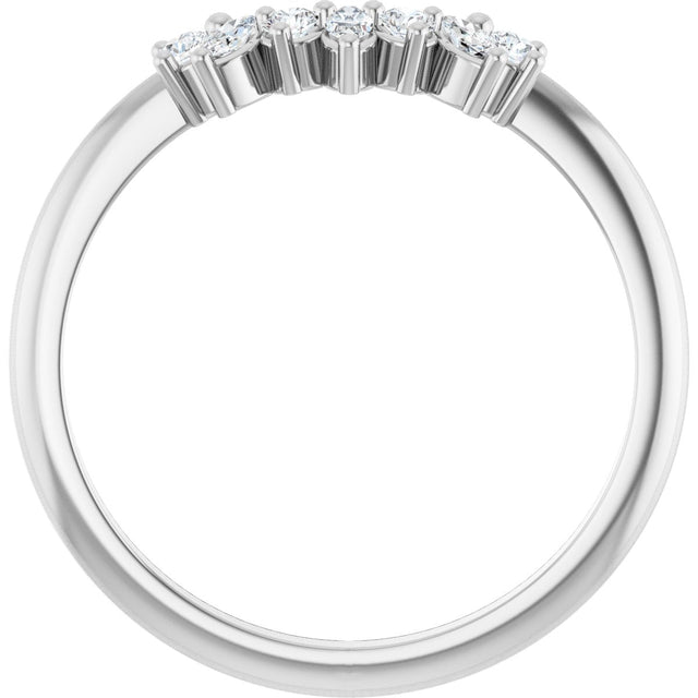 14K Gold Natural Diamond Contour Band III - White Gold - view 2