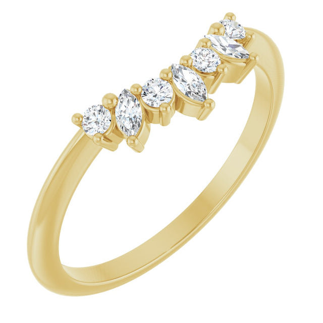 14K Gold Natural Diamond Contour Band III - Yellow Gold