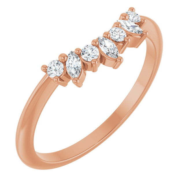 14K Gold Marquise Lab-Grown Diamond Contour Band – 3x1.5mm - Rose Gold