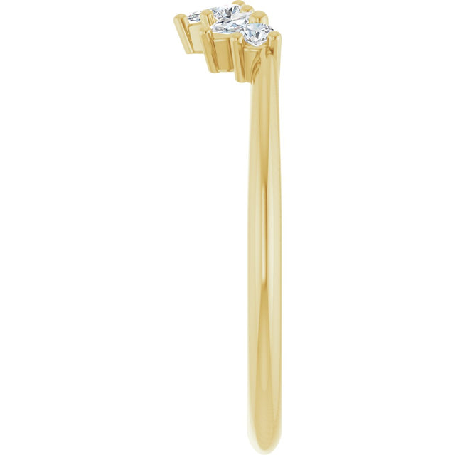 14K Gold Natural Diamond Contour Band III - Yellow Gold - view 4