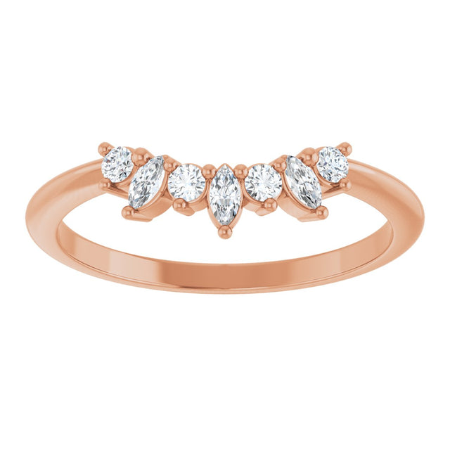 14K Gold Natural Diamond Contour Band III - Rose Gold - view 3