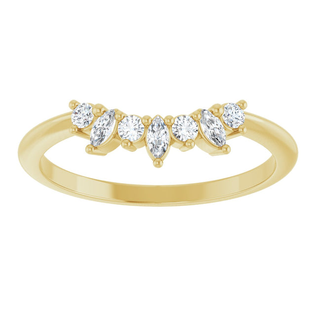 14K Gold Natural Diamond Contour Band III - Yellow Gold - view 3