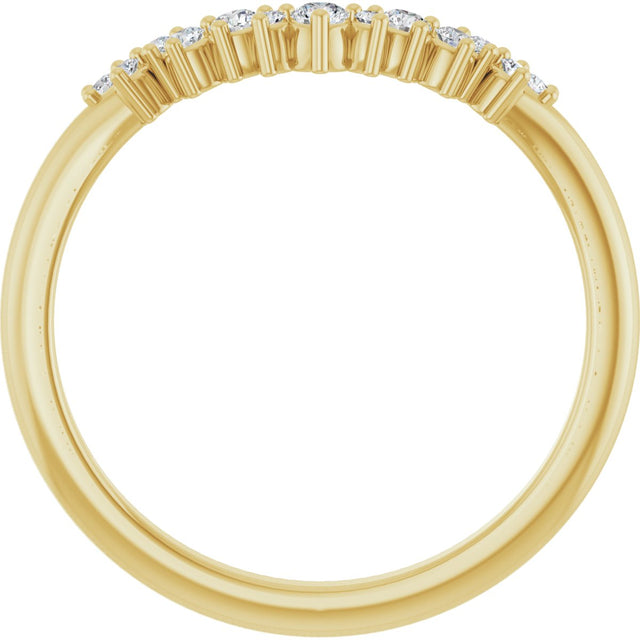 14K Gold Round Natural Diamond Contour Band III - Yellow Gold - view 2