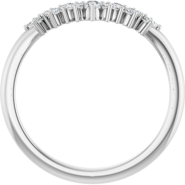 14K Gold Round Natural Diamond Contour Band III - White Gold - view 2