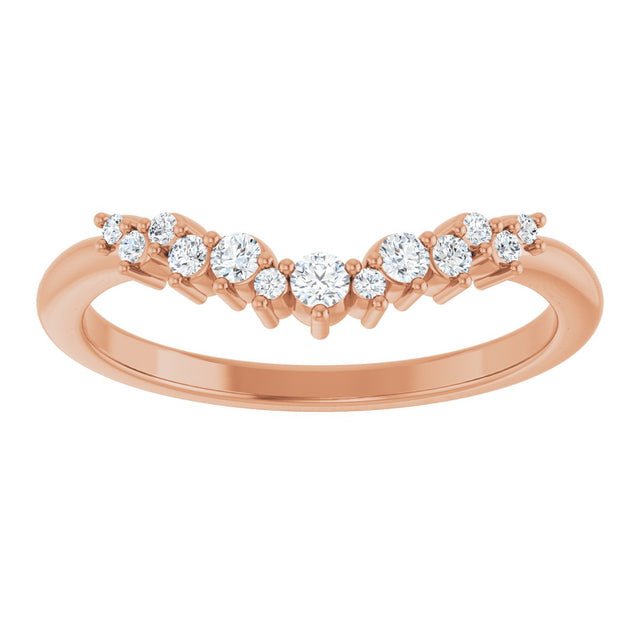 14K Gold Round Natural Diamond Contour Band III - Rose Gold - view 3