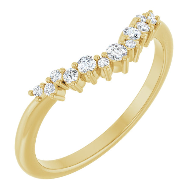 14K Gold Round Natural Diamond Contour Band III - Yellow Gold