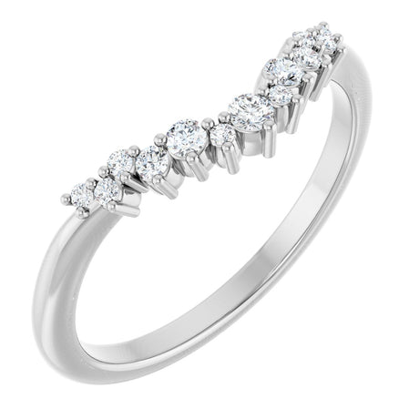 14K Gold Round Lab-Grown Diamond Contour Band – 2mm Stones - White Gold