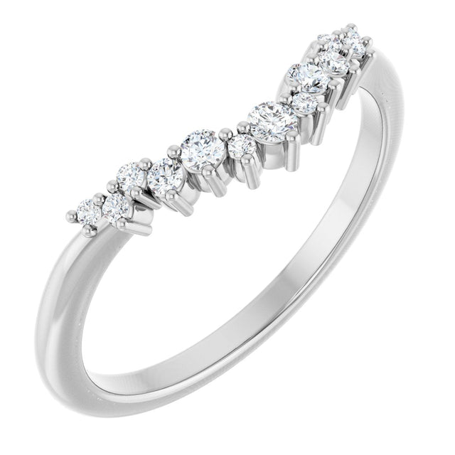 Platinum Round Natural Diamond Contour Band III