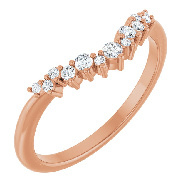 14K Gold Round Lab-Grown Diamond Contour Band – 2mm Stones - Rose Gold