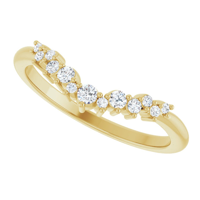 14K Gold Round Natural Diamond Contour Band III - Yellow Gold - view 5