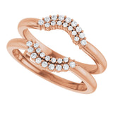 14K Gold Round Natural Diamond Ring Guard V - Rose Gold - view 5