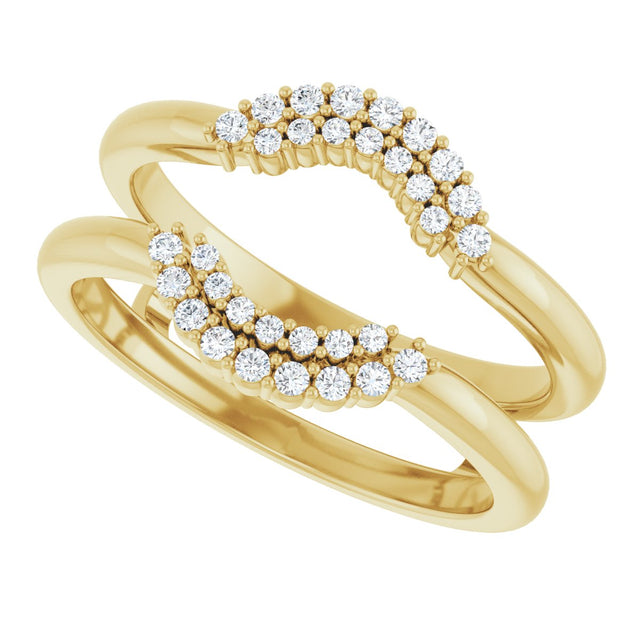 14K Gold Round Natural Diamond Ring Guard V - Yellow Gold - view 5