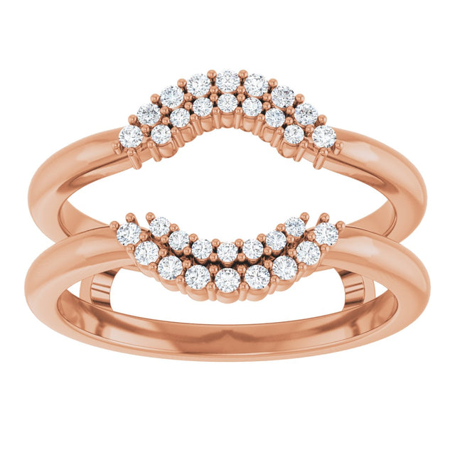 14K Gold Round Natural Diamond Ring Guard V - Rose Gold - view 3