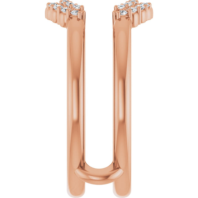 14K Gold Round Natural Diamond Ring Guard V - Rose Gold - view 4