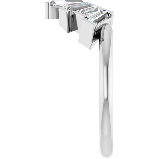 Platinum Tapered Baguette Natural Diamond Accented Contour Band - view 4
