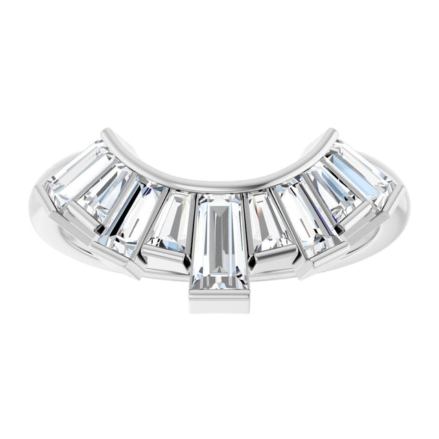 Platinum Tapered Baguette Natural Diamond Accented Contour Band - view 3