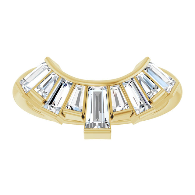 14K Gold Tapered Baguette Lab-Grown Diamond Accented Contour Band - Yellow Gold - view 3
