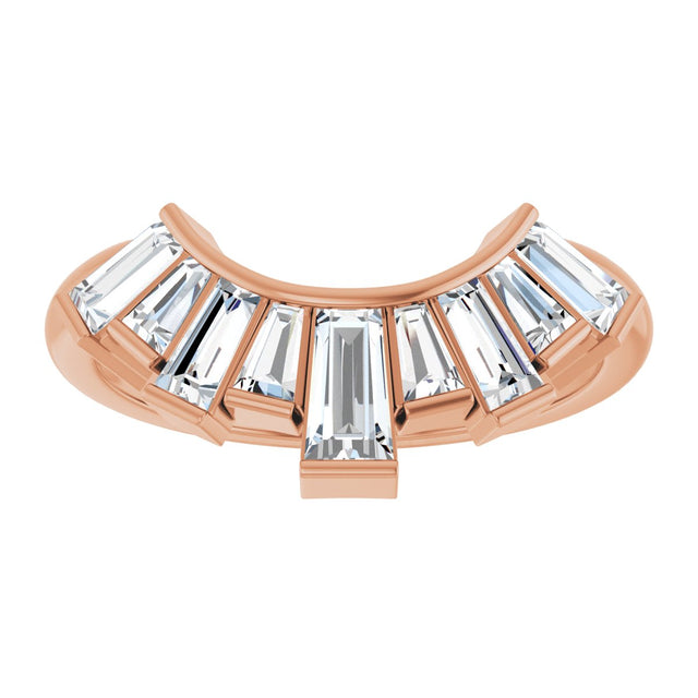 14K Gold Tapered Baguette Lab-Grown Diamond Accented Contour Band - Rose Gold - view 3