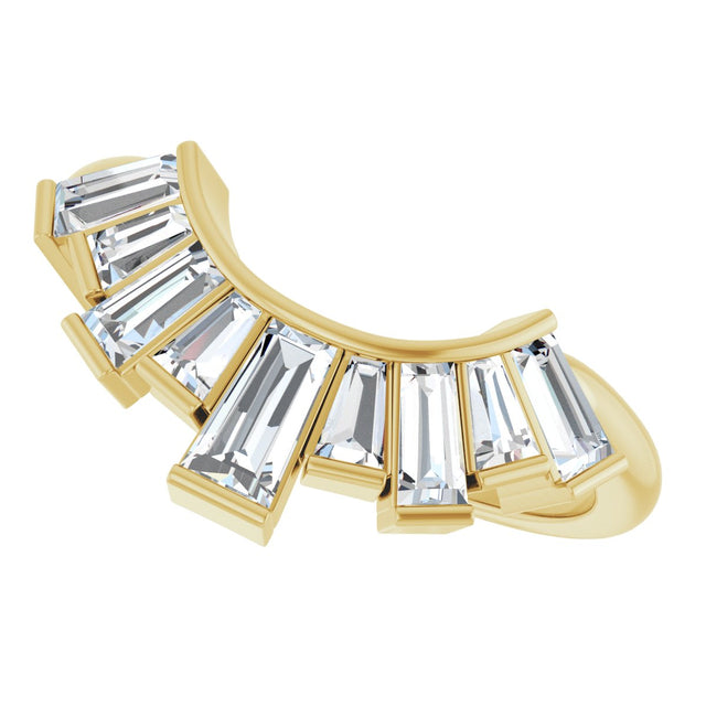 14K Gold Tapered Baguette Natural Diamond Accented Contour Band - Yellow Gold - view 5