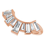 14K Gold Tapered Baguette Lab-Grown Diamond Accented Contour Band - Rose Gold - view 5