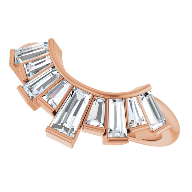 14K Gold Tapered Baguette Lab-Grown Diamond Accented Contour Band - Rose Gold - view 5