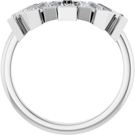 Platinum Tapered Baguette Natural Diamond Accented Contour Band - view 2