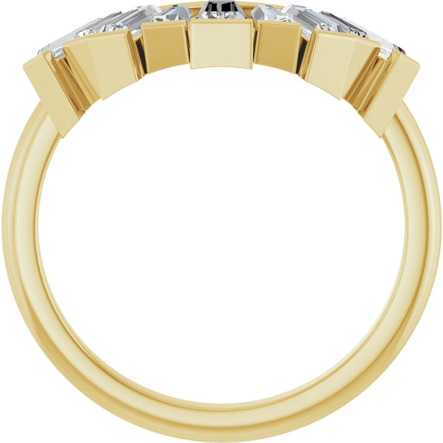 14K Gold Tapered Baguette Lab-Grown Diamond Accented Contour Band - Yellow Gold - view 2