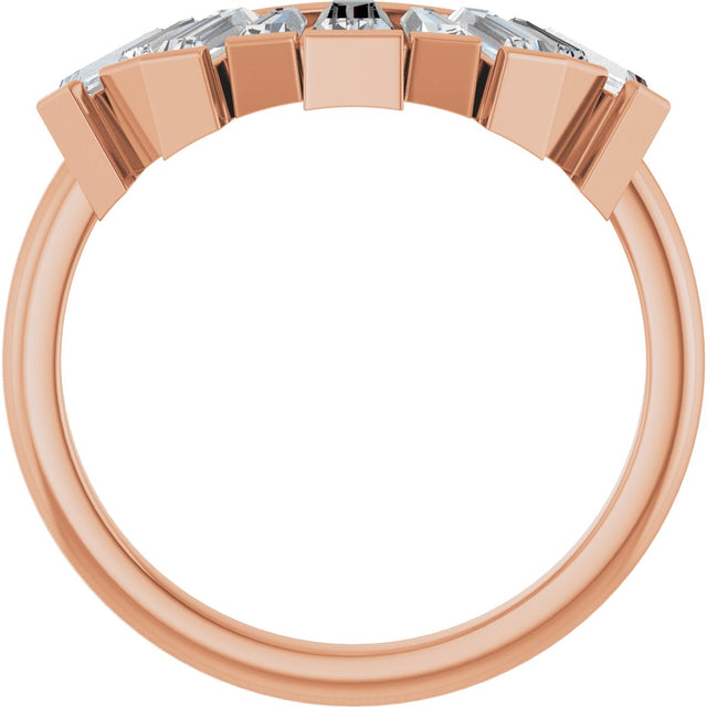 14K Gold Tapered Baguette Lab-Grown Diamond Accented Contour Band - Rose Gold - view 2
