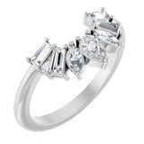 14K Gold Pear Natural Diamond Accented Contour Band – 4.5x3mm - White Gold