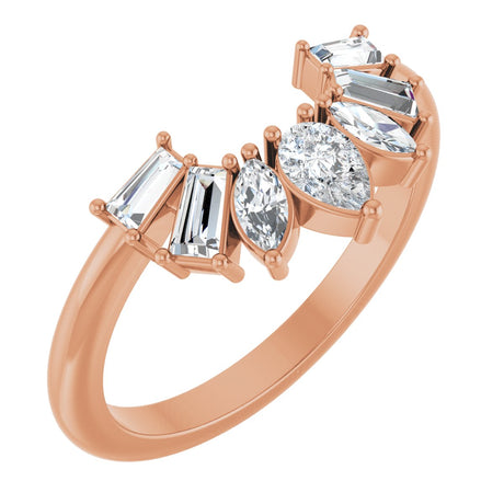 14K Gold Pear Lab-Grown Diamond Accented Contour Band – 4.5x3mm - Rose Gold