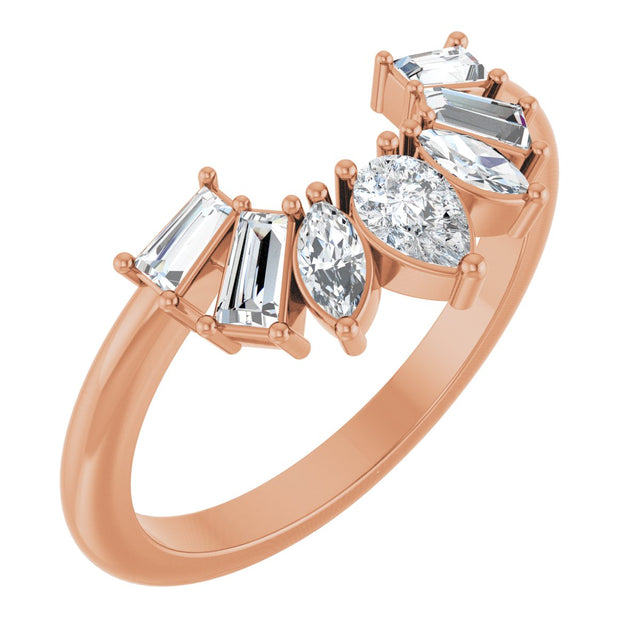 14K Gold Pear Lab-Grown Diamond Accented Contour Band – 4.5x3mm - Rose Gold