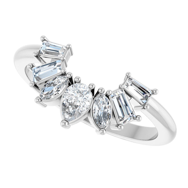 14K Gold Pear Natural Diamond Accented Contour Band – 4.5x3mm - White Gold - view 5