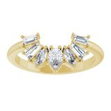 14K Gold Pear Natural Diamond Accented Contour Band – 4.5x3mm - Yellow Gold - view 3