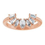 14K Gold Pear Natural Diamond Accented Contour Band – 4.5x3mm - Rose Gold - view 3