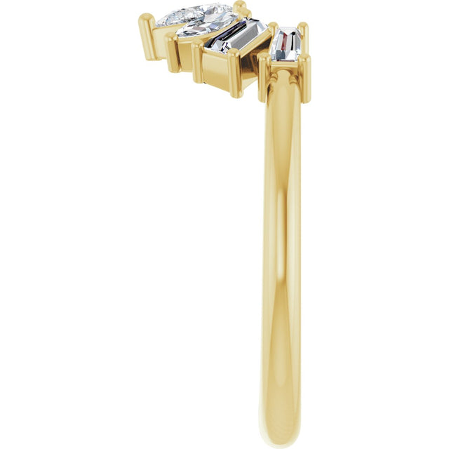14K Gold Pear Lab-Grown Diamond Accented Contour Band – 4.5x3mm - Yellow Gold - view 4