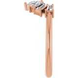 14K Gold Pear Natural Diamond Accented Contour Band – 4.5x3mm - Rose Gold - view 4
