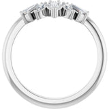 Platinum Pear Natural Diamond Accented Contour Band – 4.5x3mm - view 2