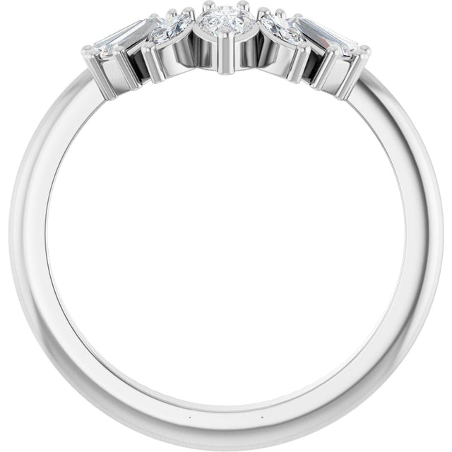 Platinum Pear Natural Diamond Accented Contour Band – 4.5x3mm - view 2