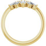 14K Gold Pear Lab-Grown Diamond Accented Contour Band – 4.5x3mm - Yellow Gold - view 2
