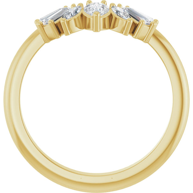 14K Gold Pear Lab-Grown Diamond Accented Contour Band – 4.5x3mm - Yellow Gold - view 2